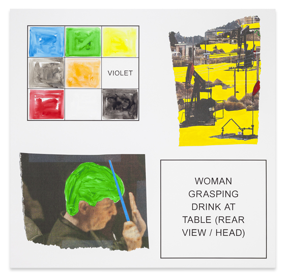 John Baldessari, Storyboard (In 4 Parts): Woman Grasping Drink At Table (Rear View/Head), 2013
