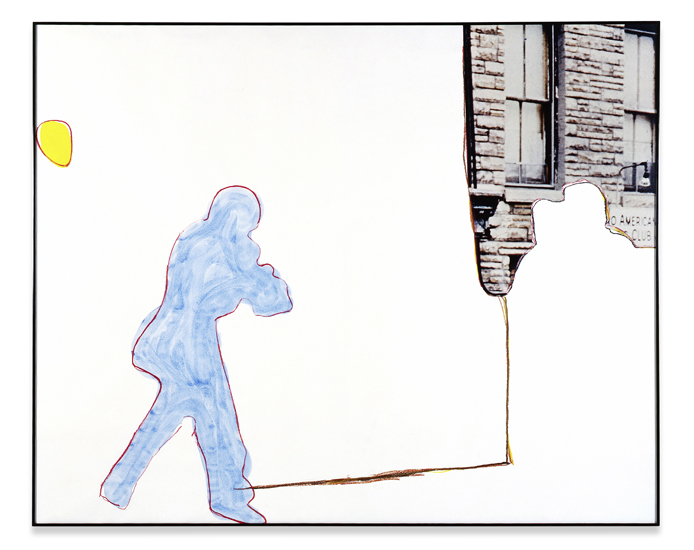 John Baldessari, Wall with two Windows, Large Blue Shape, Yellow Shape & One Line, 1994