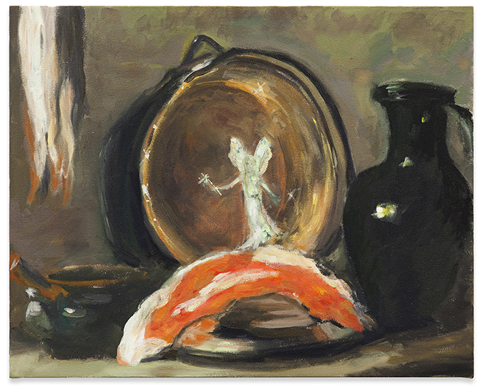 Karen Kilimnik, the Fairy cleaning the copper pot with Fairy Dish Soap, 2014