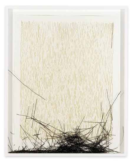 Analia Saban, Collapsed Drawing: "Vertical Lines, Not Straight, Not Touching"; (Sol Lewitt), 2007
