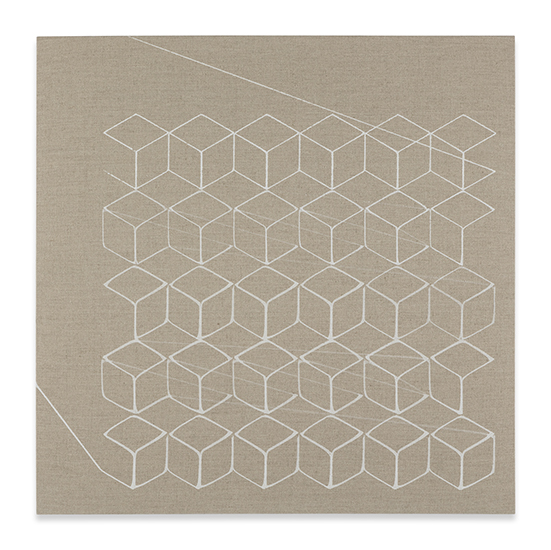 Analia Saban, One-Stroke Representation of an Isometric Grid (White) #2, 2015
