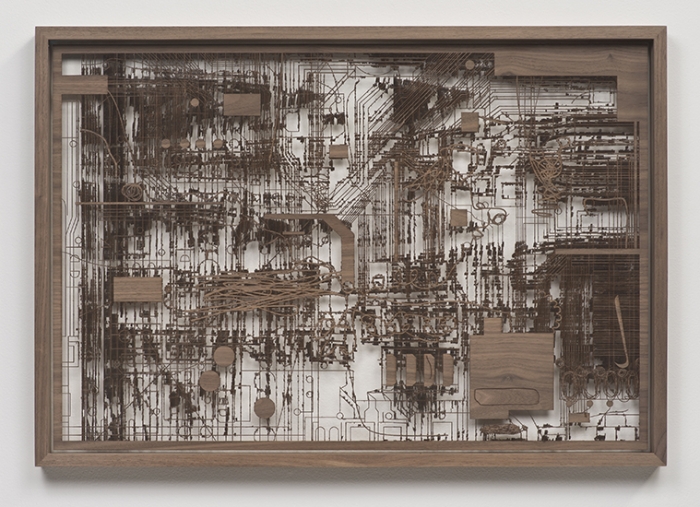 Analia Saban, Walnut Wood Circuit Board #1, 2013