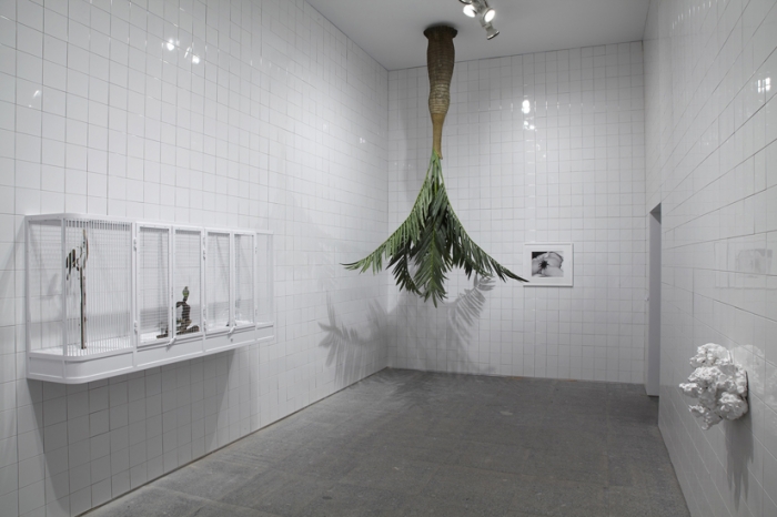 Rosemarie Trockel, Mixed Media (Steel, plastic, fabric, mechanic birds, glass, audio; ceramic; tiles; plastic; digital print)
